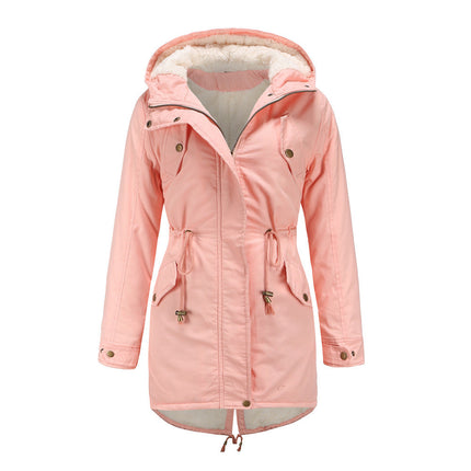 Insulated Fleece-Lined Winter Parka Jacket Pink Winter Parka jacket