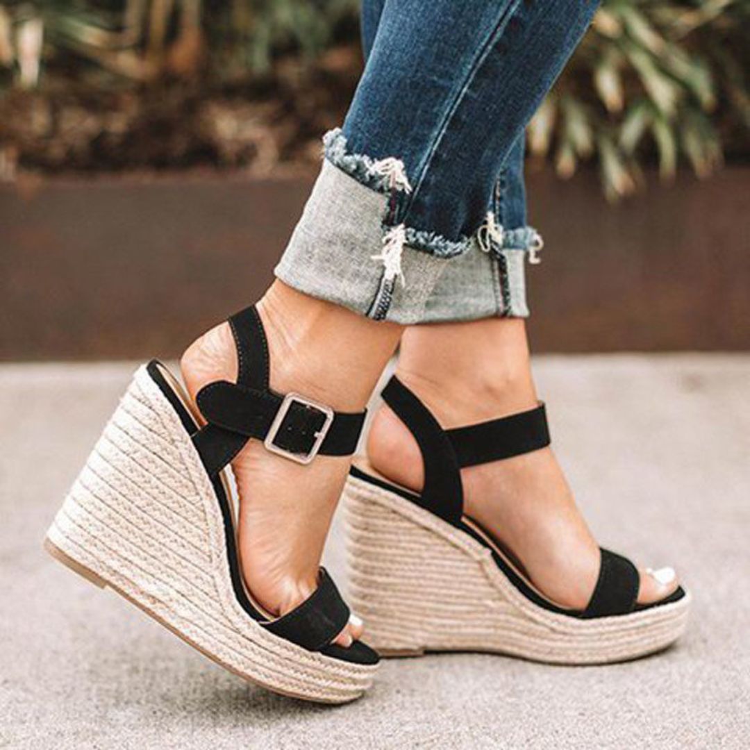 Summer Bliss Fiora Elegant Wedge Sandals with Strap Orthopedic Sandals
