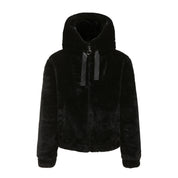 Women's Hooded Faux Fur Jacket Black Faux Fur Jacket