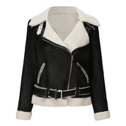 Faux Suede Winter Jacket Black Jackets