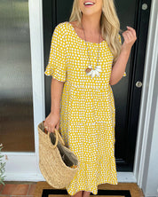 Paula | Elegant Midi Dress Yellow Dresses