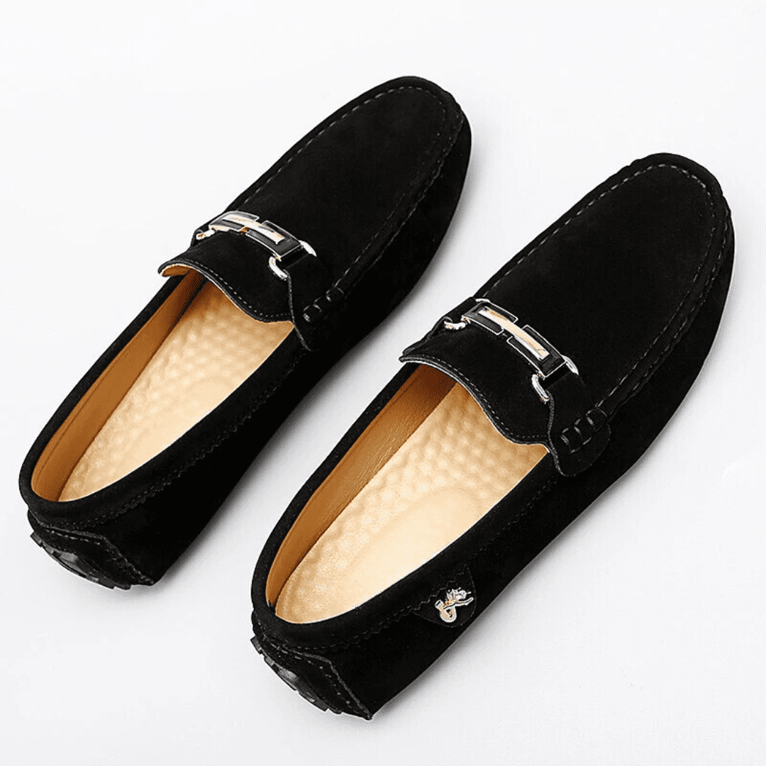 Flynn | Luxury suede loafers Black shoes
