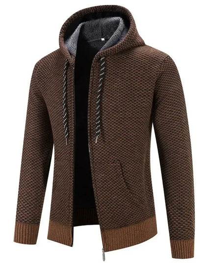Micky | Zipper Sweater With Hood Brown