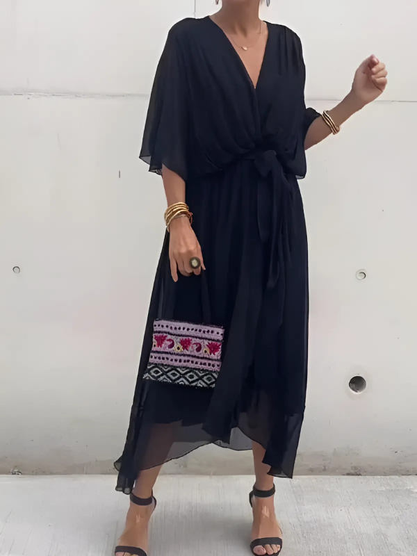 Seraphina | Timeless Wrap Midi Dress Black (Almost sold out) Dresses