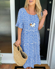 Paula | Elegant Midi Dress Blue Dresses