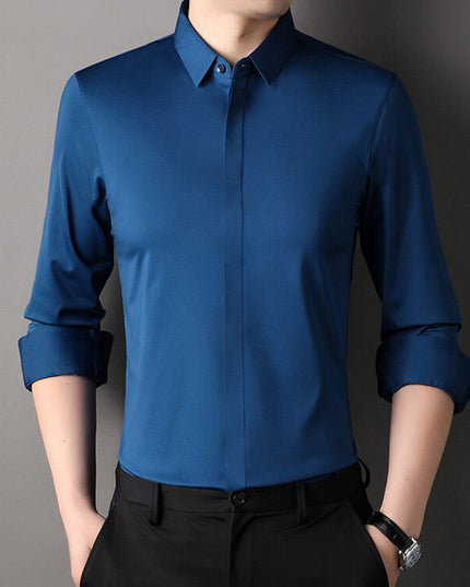 Edward | Premium Stretch-Fit Shirt Dark Blue Men Shirts