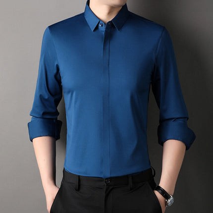Edward | Premium Stretch-Fit Shirt Dark Blue Men Shirts