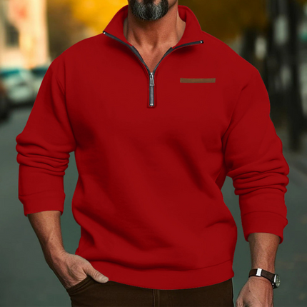 Winter Fleece Half-Zip Pullover Red Sweaters