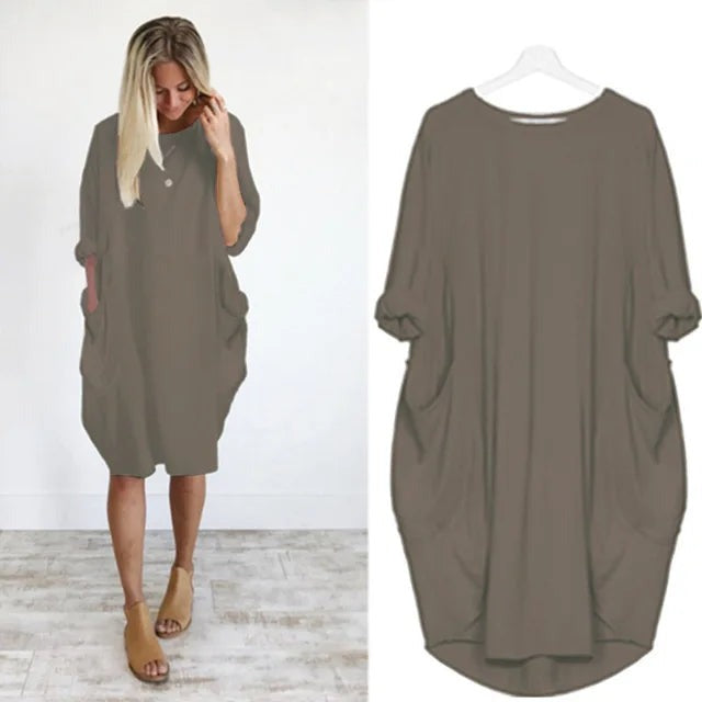 Luna - Comfortable and cute dress Deep kaki Dress