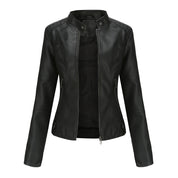 Women's Slim Leather Jacket Black Jackets