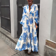 Nerina | Stylish Floral Maxi Dress Blue Dresses