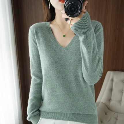 Women's Cashmere V-Neck Sweater Vegetables Sweater