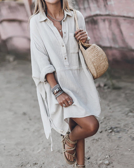 Dalia | Chic shirt dress in cotton blend White Dresses