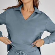Women’s V‑Neck Long Sleeve Lounge Set Outfit Sets