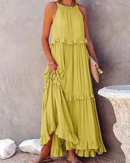 Classic Summer Maxi Dress Yellow Dresses