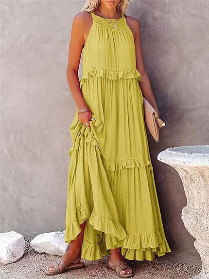 Classic Summer Maxi Dress Yellow Dresses