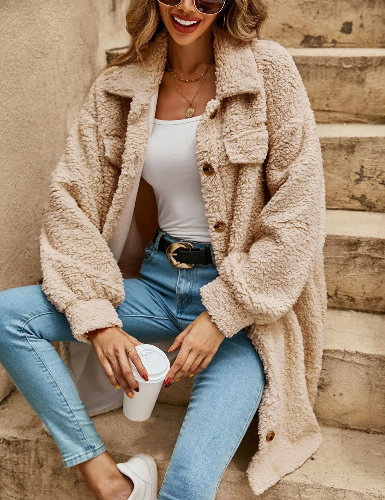 Violet | Loose, Relaxed Cardigan Apricot Cardigans