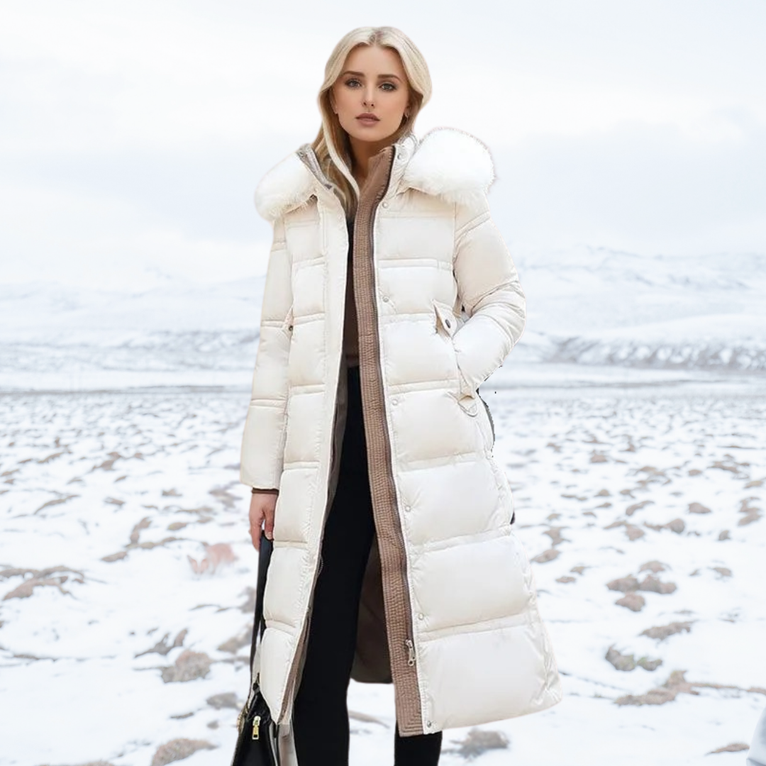 Luxurious Winter Jacket for Women White fur collar jacket