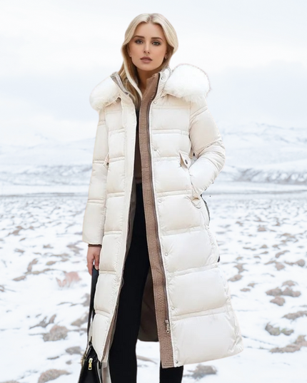 Luxurious Winter Jacket for Women White fur collar jacket