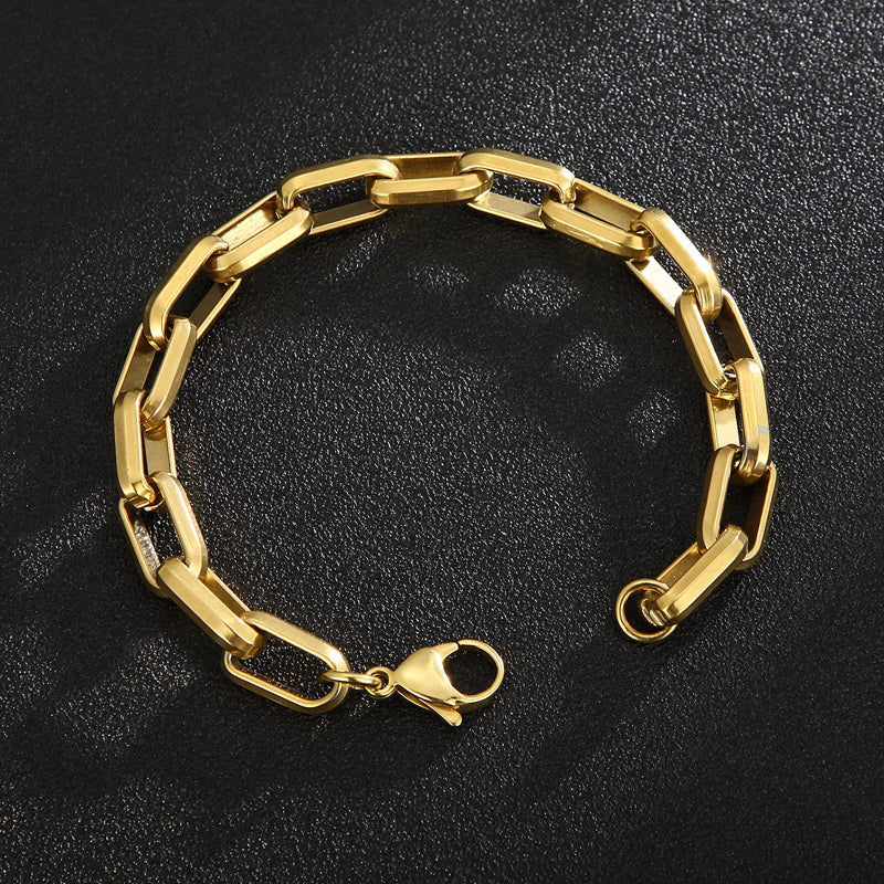 Men’s Titanium Steel Geometric Hip‑Hop Bracelet – Bold Urban Style Bracelet