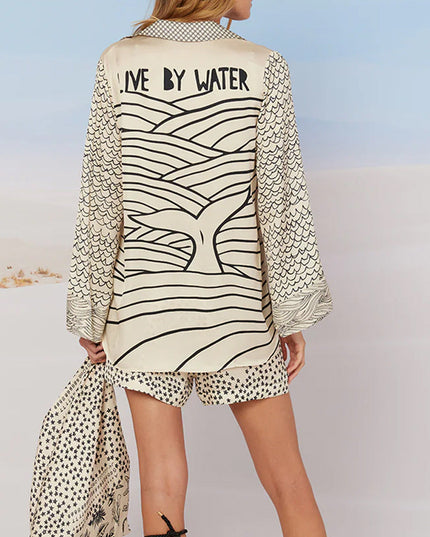 Flower Print Shirt Short Set Women Outfit Sets