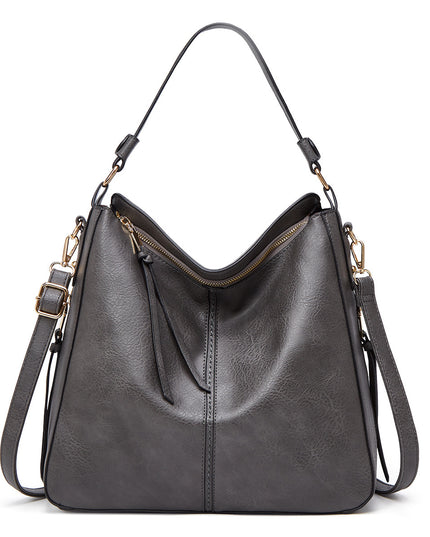 Zipper Bucket Messenger Bag Dark Grey One Size (34 cm (W) × 30 cm (H) × 13 cm (D) Bag
