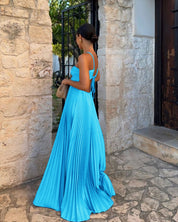 Women's Pleated Sleeveless Sling Dress - Halter High Waist women