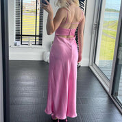Elegant Women’s Satin Camis Long Dress Dresses