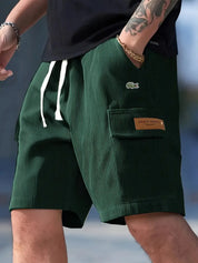 Men’s Loose Striped Casual All-Match Shorts Green Shorts
