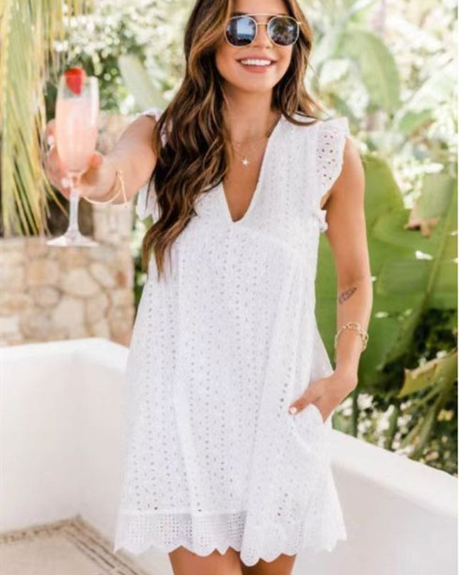 Lace Dresses With Pocket White Dresses
