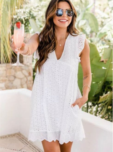 Lace Dresses With Pocket White Dresses