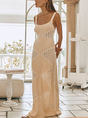 Summer Fashion Hollow See-through Knitted Maxi Dress Dresses