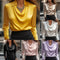 Women’s Swing‑Collar Satin Blouse Women Blouse