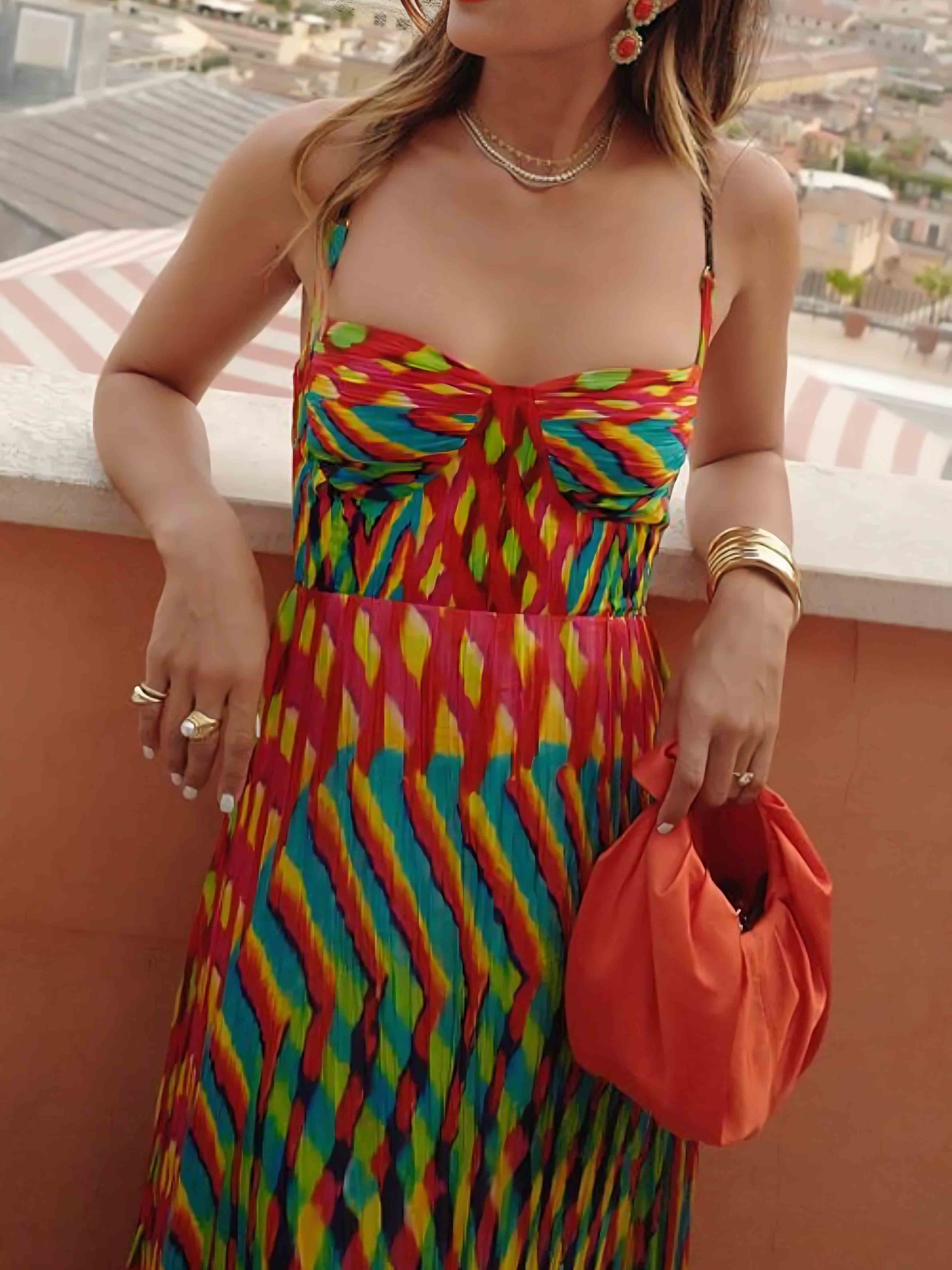 Elegant Personalized Painted Print A-Line Maxi Dress Dresses
