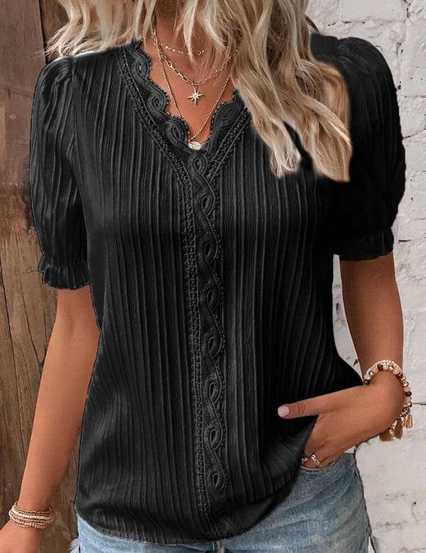 Clarisse | Elegant Lace Blouse Black