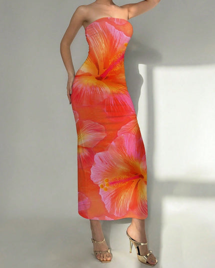 Women's Slim-Fit Floral Print Dress 6Color Dress