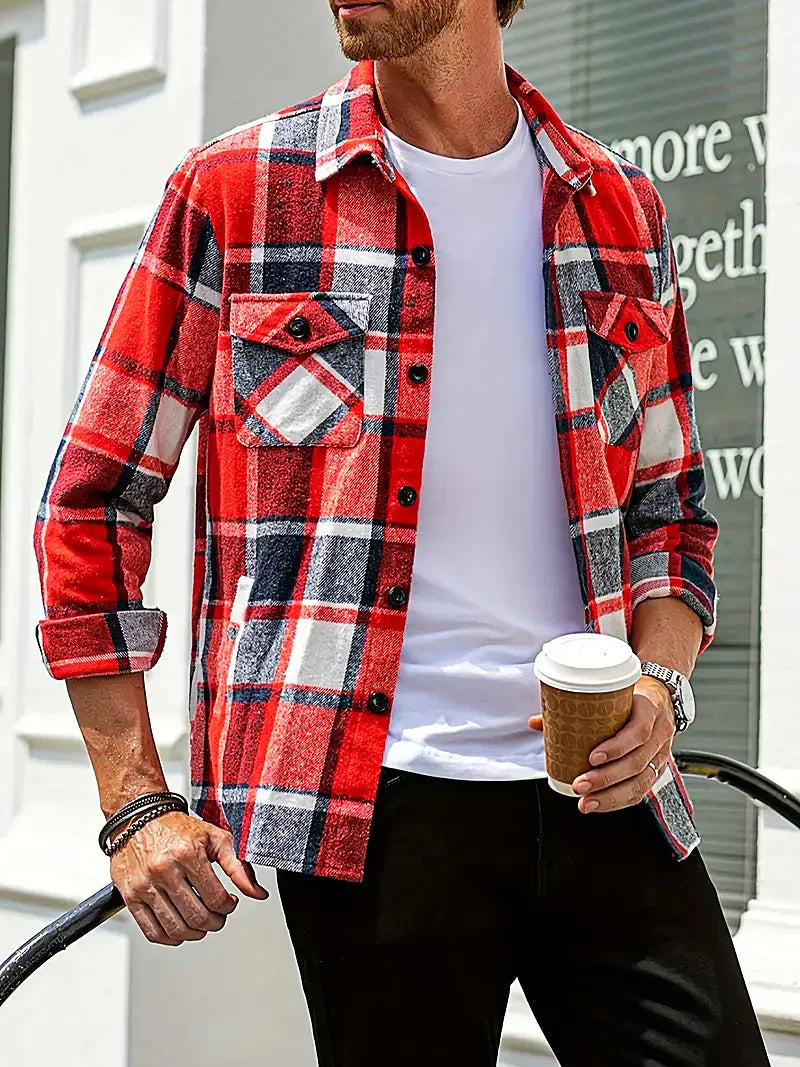 Men's Plaid Loose Cardigan Shirt Cardigan Shirt