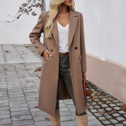 Clarise | Elegant V-Neck Coat Brown Coats