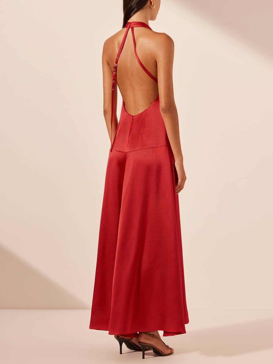 Elegant Deep V Neck Halter Maxi Dress Dresses