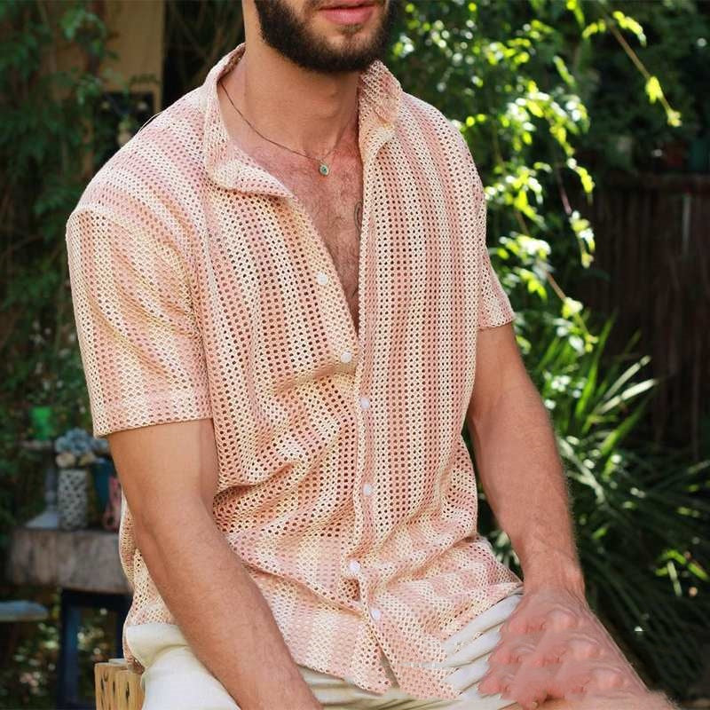 Summer Waffle-Cool Men’s Shirt Pink Shirts