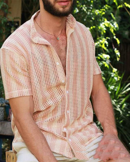 Summer Waffle-Cool Men’s Shirt Pink Shirts