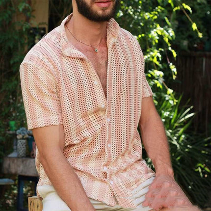 Summer Waffle-Cool Men’s Shirt Pink Shirts