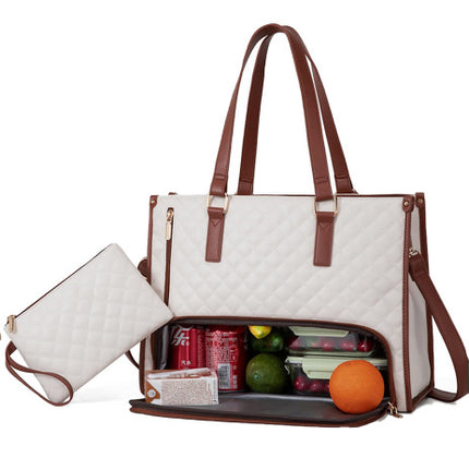 2-in-1 Lunch Tote Bag for Stylish Professional Women White 36x16x30cm Tote Bags