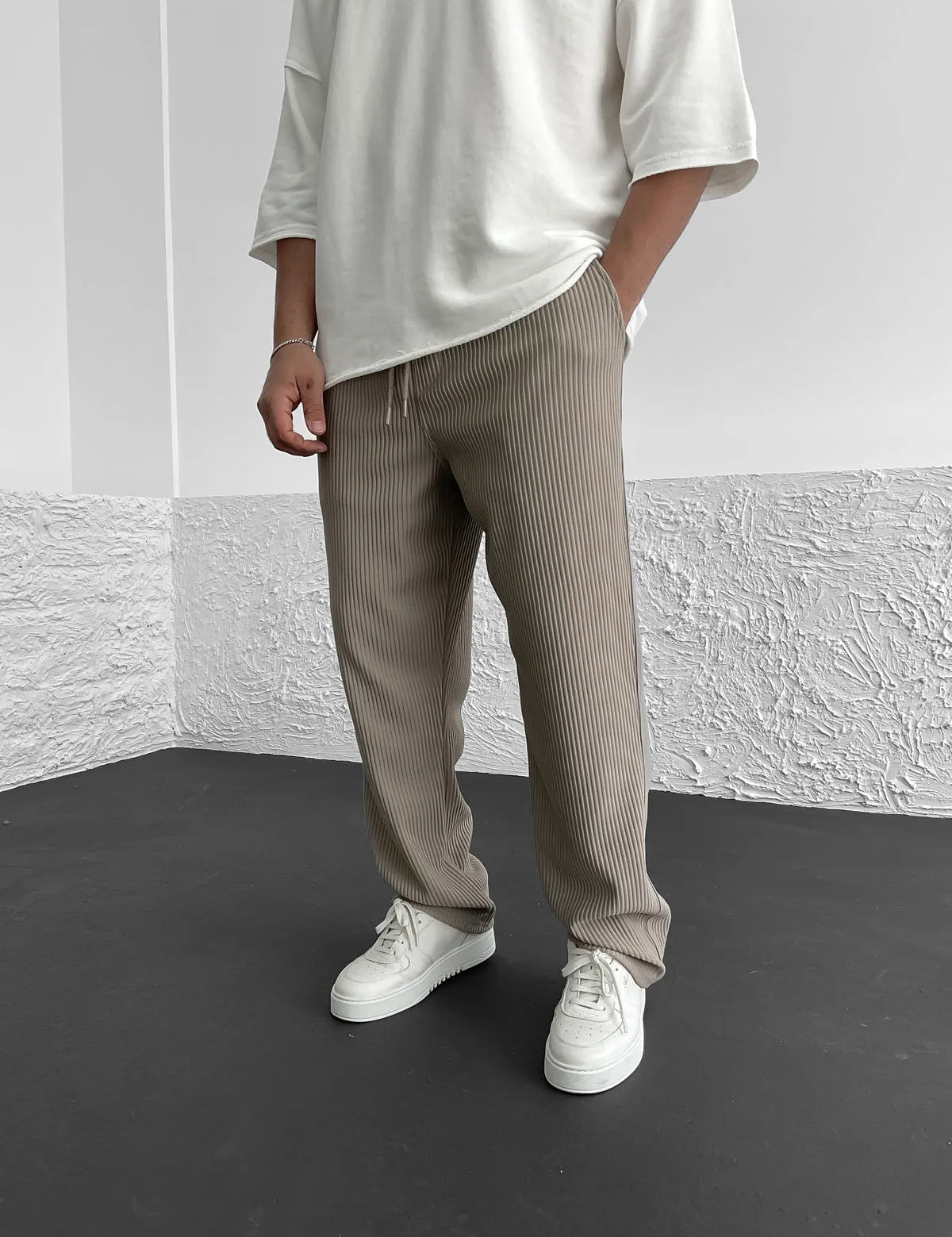Men’s Slim Fit Stretch Trousers Khaki Pants