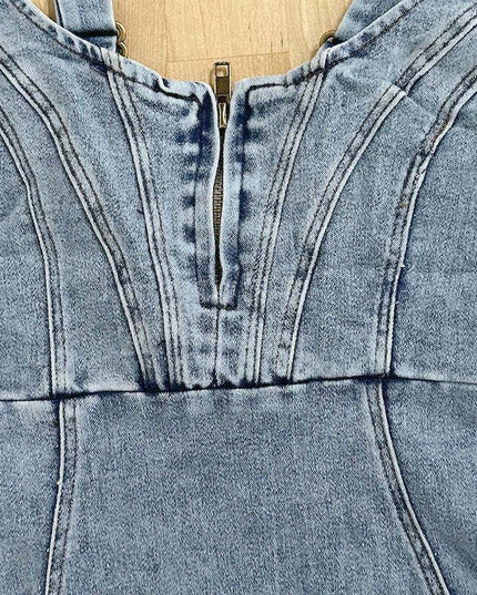 New U-Neck Suspender Denim Dress Dresses