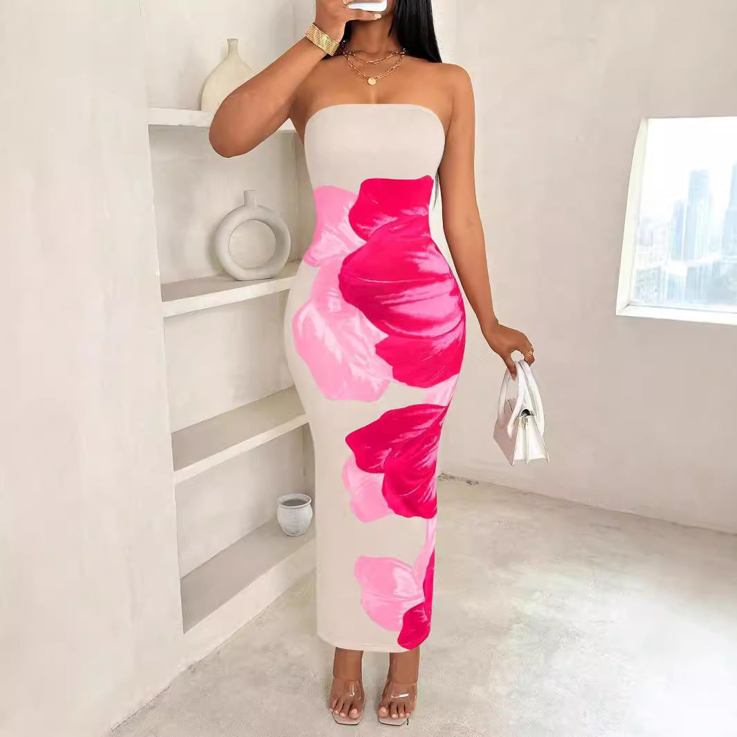 Women's Slim-Fit Floral Print Dress Dress