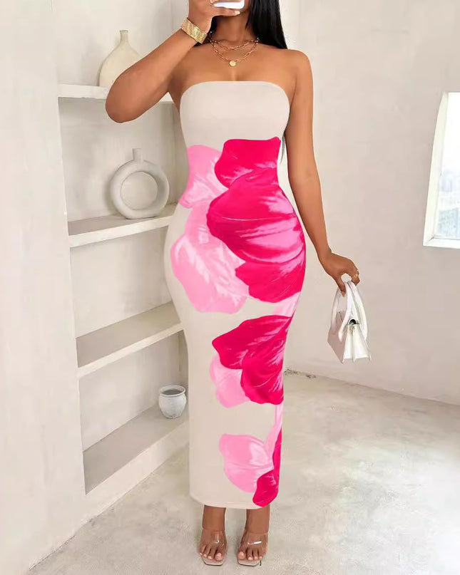 Women's Slim-Fit Floral Print Dress Dress