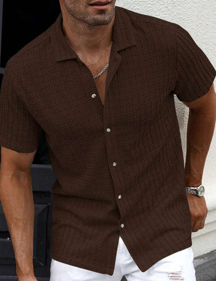 Men's Slim Fit Short Sleeve Casual Shirt Dark Brown Shirts