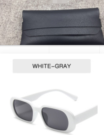 Retro Candy Color Small Frame Sunglasses With glasses bag White gray Sunglasses
