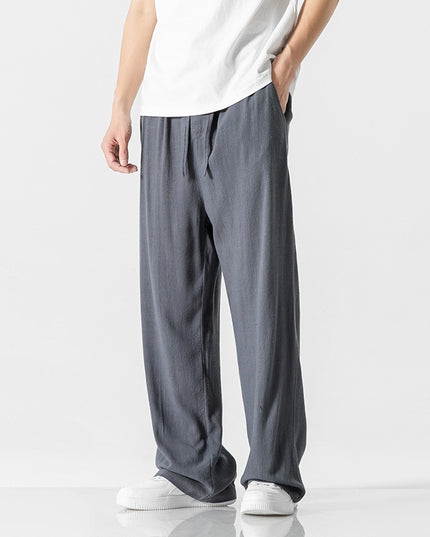 Men's Summer Linen Pants Dark Gray Trousers